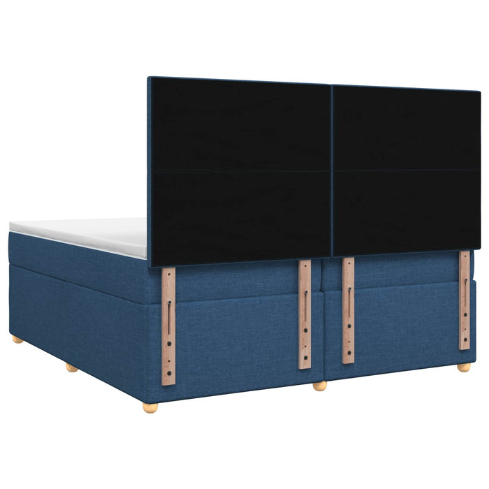 Pat boxspring cu saltea albastru 200 x 200 cm Țesătură WALTI