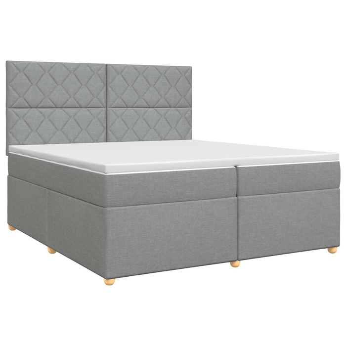 Pat boxspring cu saltea Gri deschis 200 x 200 cm Țesătură WALTI