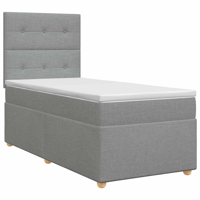 Pat boxspring cu saltea cu headboard Gri deschis Unic Țesătură WALTI