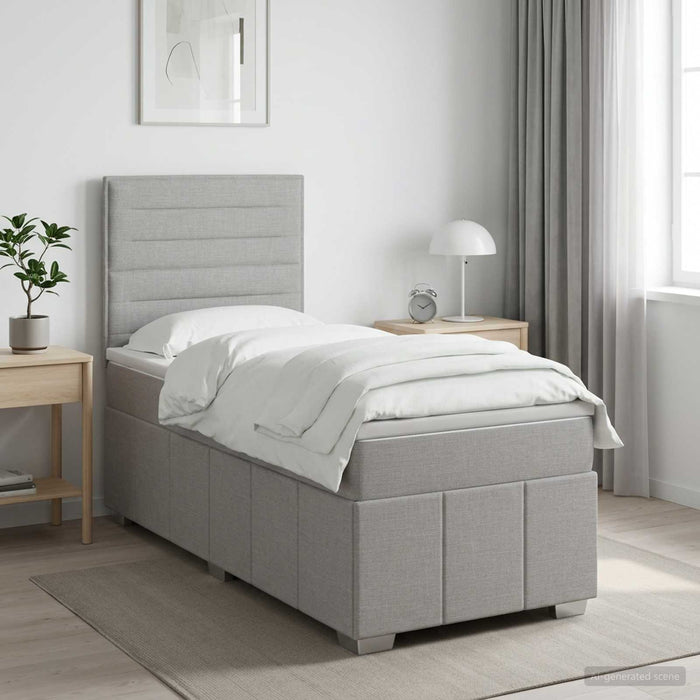 Pat boxspring cu saltea Gri deschis 90 x 200 cm Țesătură WALTI