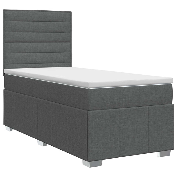 Pat boxspring cu saltea Gri închis 80 x 200 cm Țesătură WALTI