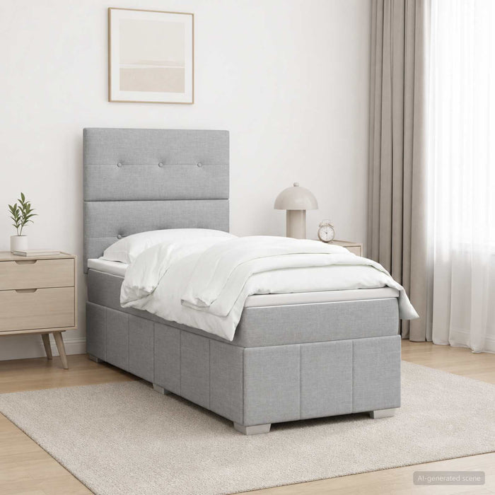 Pat boxspring cu saltea Gri deschis 100 x 200 cm Țesătură WALTI