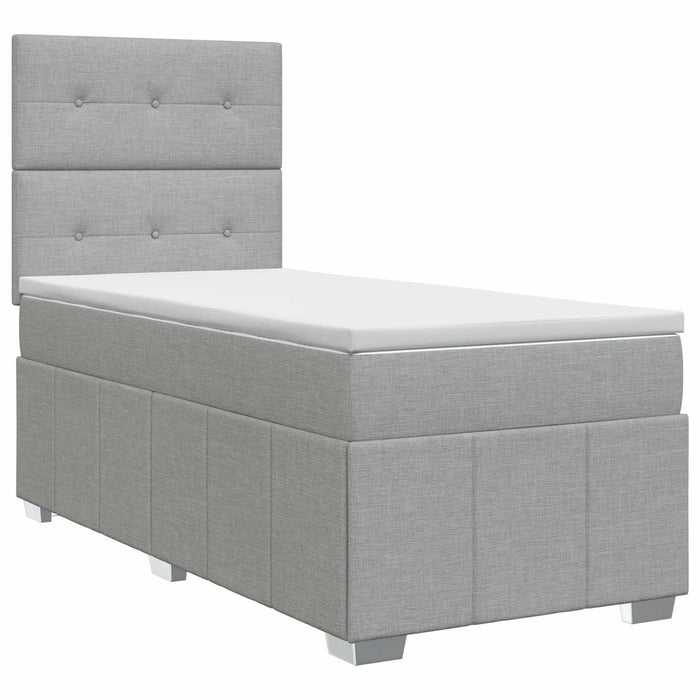 Pat boxspring cu saltea Gri deschis 80 x 200 cm Țesătură WALTI