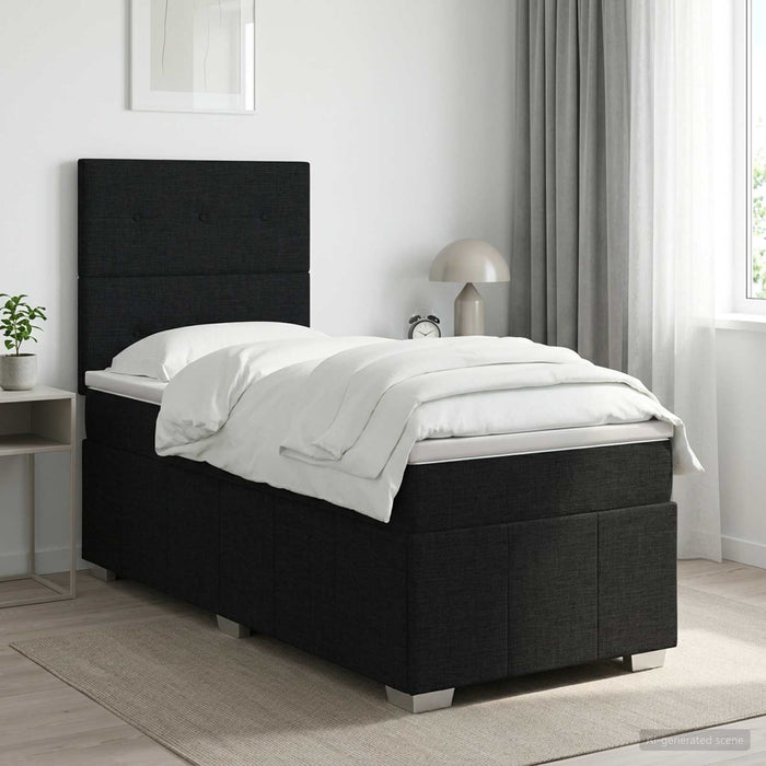 Pat boxspring cu saltea Negru 100 x 200 cm Țesătură - WALTI WALTI