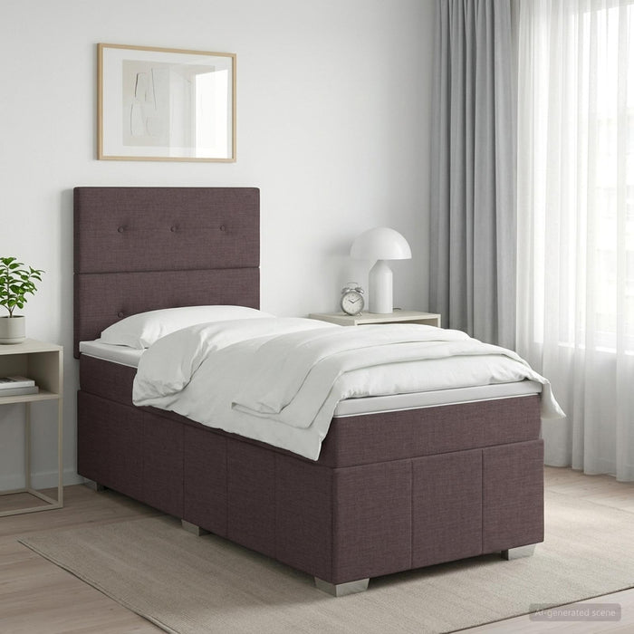 Pat boxspring cu saltea Maro închis 90 x 200 cm Țesătură WALTI