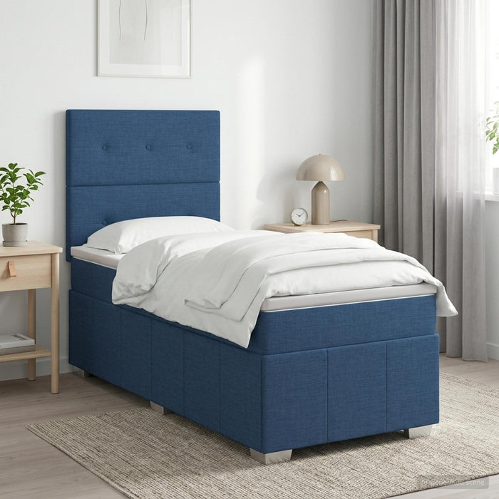 Pat boxspring cu saltea albastru 90 x 200 cm Țesătură - WALTI WALTI