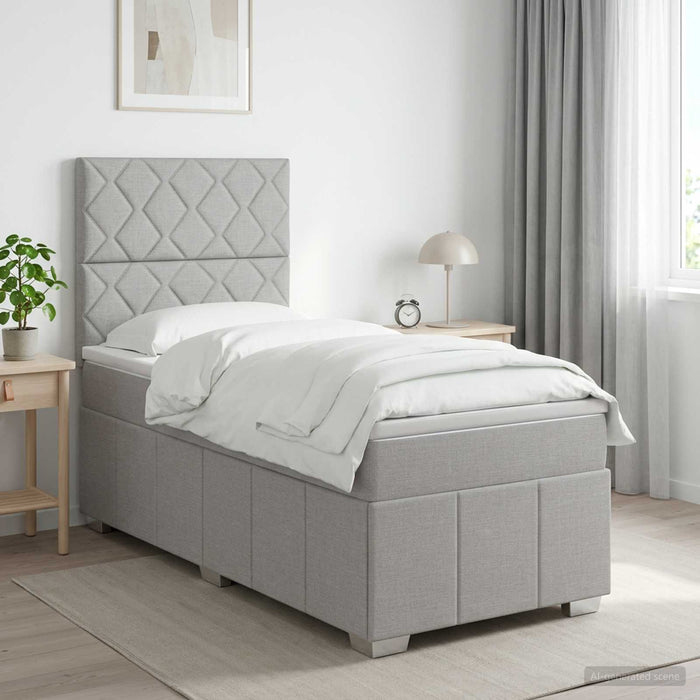 Pat boxspring cu saltea Gri deschis 90 x 200 cm Țesătură - WALTI WALTI