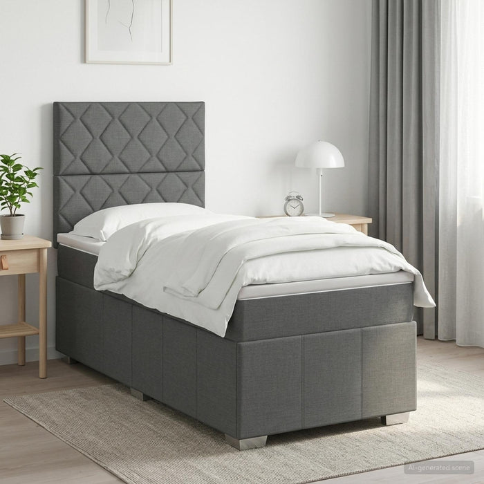 Pat boxspring cu saltea Gri închis 90 x 190 cm Țesătură - WALTI WALTI