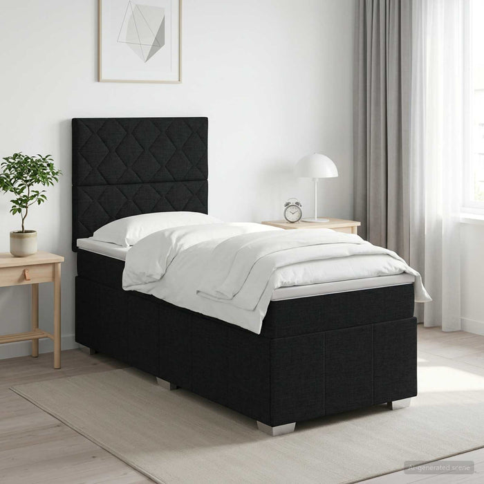 Pat boxspring cu saltea cu headboard Negru 80 x 200 cm Țesătură - WALTI WALTI