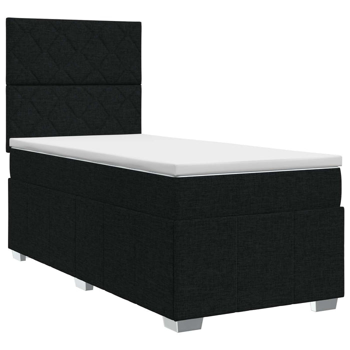 Pat boxspring cu saltea cu headboard Negru 80 x 200 cm Țesătură - WALTI WALTI