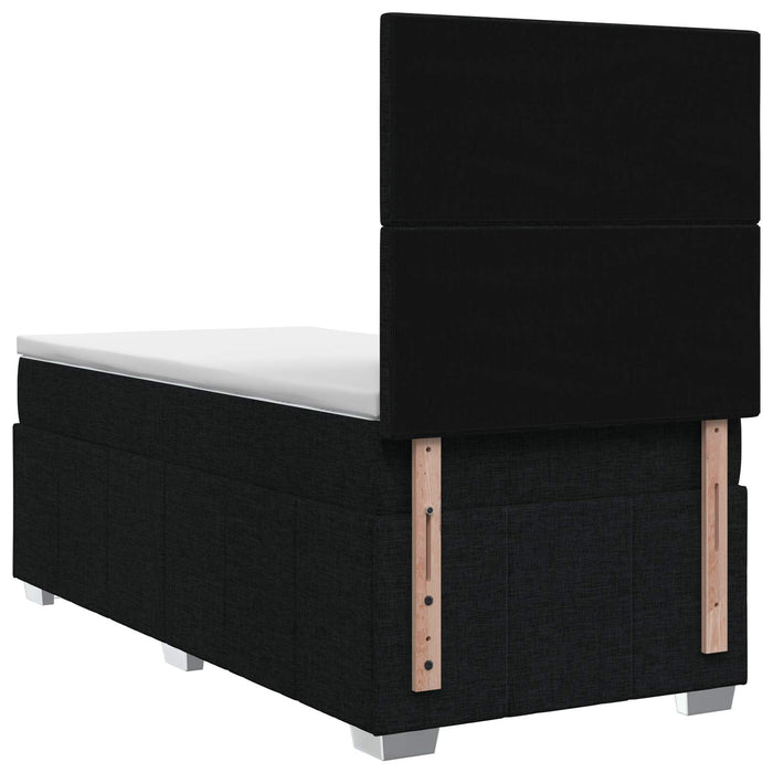 Pat boxspring cu saltea cu headboard Negru 80 x 200 cm Țesătură - WALTI WALTI