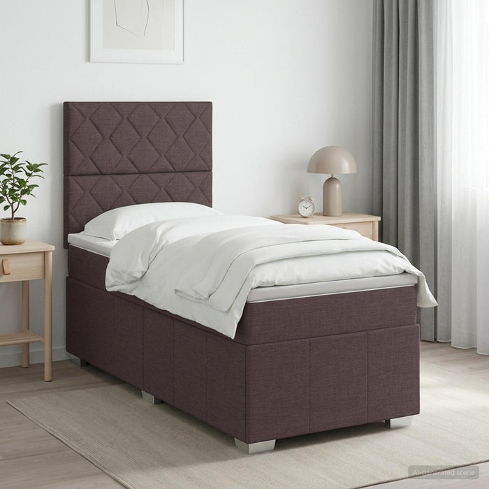 Pat boxspring cu saltea Maro închis 90 x 200 cm Țesătură - WALTI WALTI