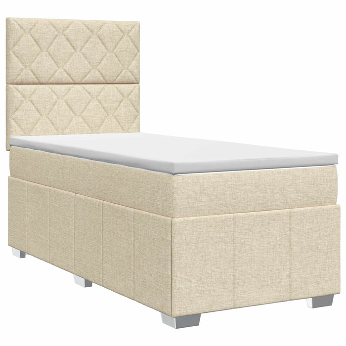 Pat boxspring cu saltea cu headboard Crem 80 x 200 cm Țesătură WALTI