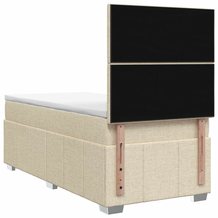 Pat boxspring cu saltea cu headboard Crem 80 x 200 cm Țesătură WALTI