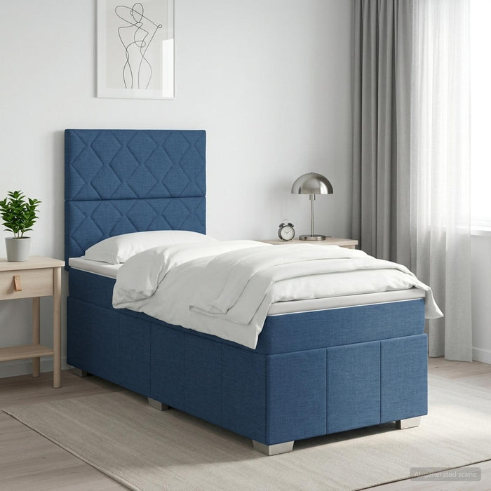 Pat boxspring cu saltea albastru 90 x 200 cm Țesătură - WALTI WALTI