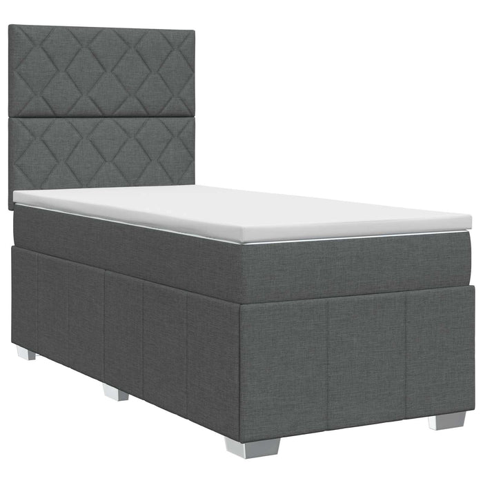 Pat boxspring cu saltea Gri închis 90 x 190 cm Țesătură - WALTI WALTI