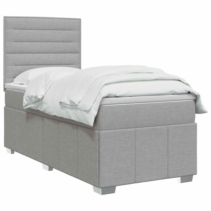Pat boxspring cu saltea Gri deschis 90 x 200 cm Țesătură WALTI