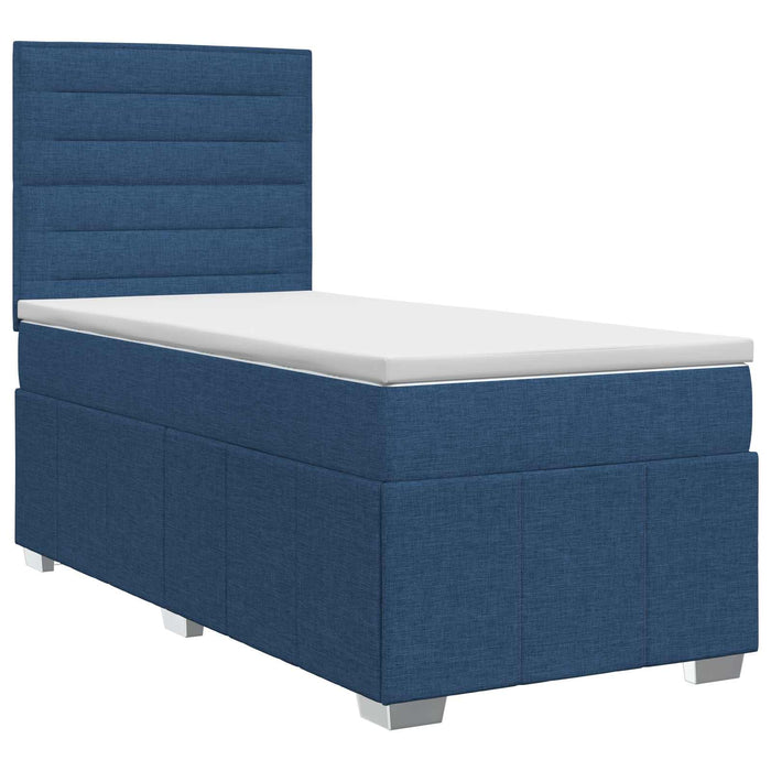 Pat boxspring cu saltea albastru 90 x 200 cm Țesătură WALTI