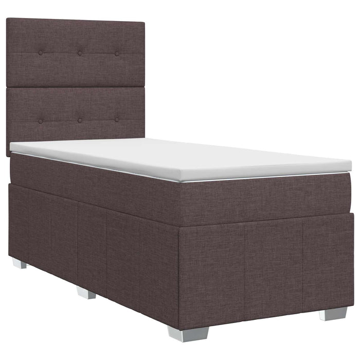 Pat boxspring cu saltea Maro închis 90 x 200 cm Țesătură WALTI