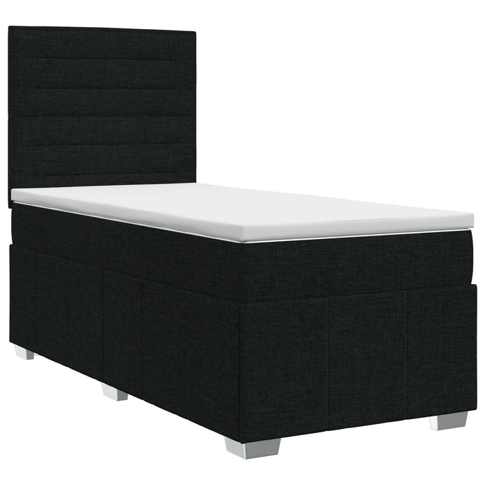 Pat boxspring cu saltea Negru 100 x 200 cm Țesătură WALTI