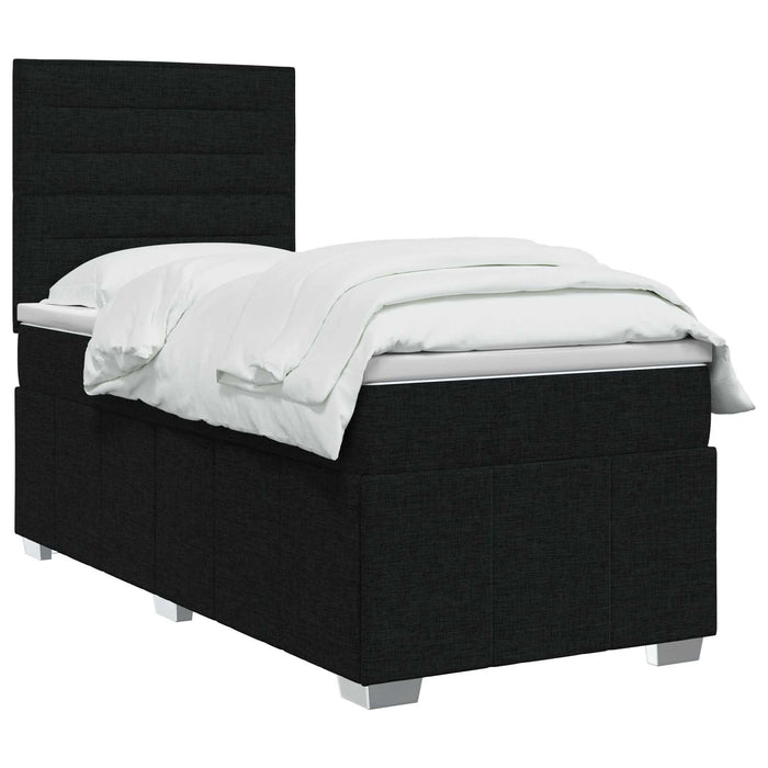 Pat boxspring cu saltea Negru 100 x 200 cm Țesătură WALTI