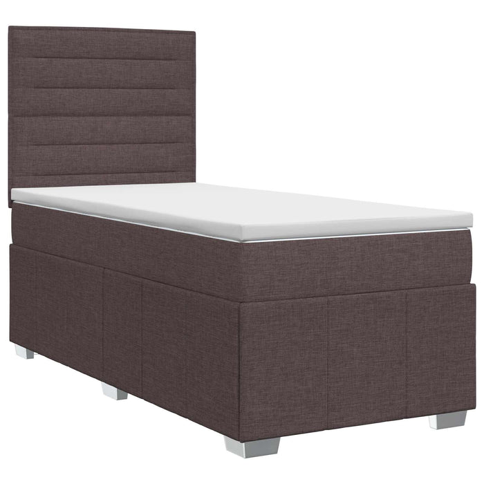 Pat boxspring cu saltea Maro închis 100 x 200 cm Țesătură WALTI