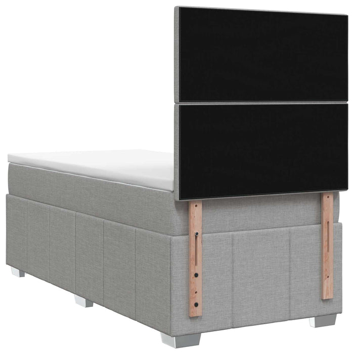 Pat boxspring cu saltea Gri deschis 100 x 200 cm Țesătură WALTI