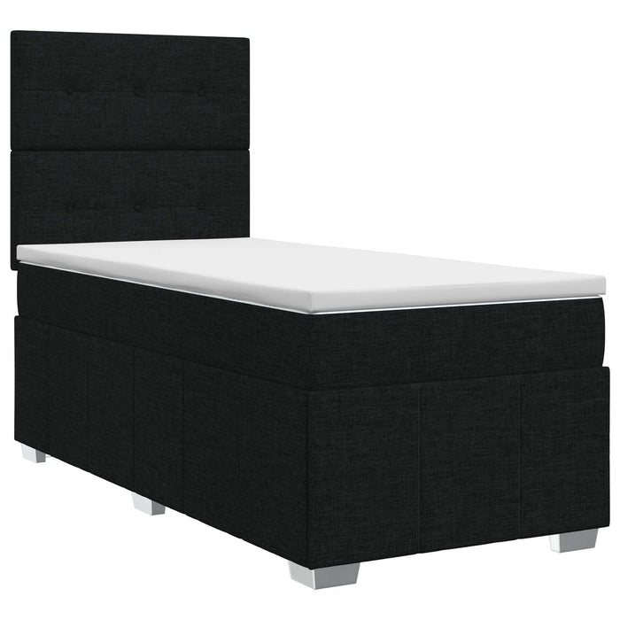 Pat boxspring cu saltea Negru 100 x 200 cm Țesătură - WALTI WALTI