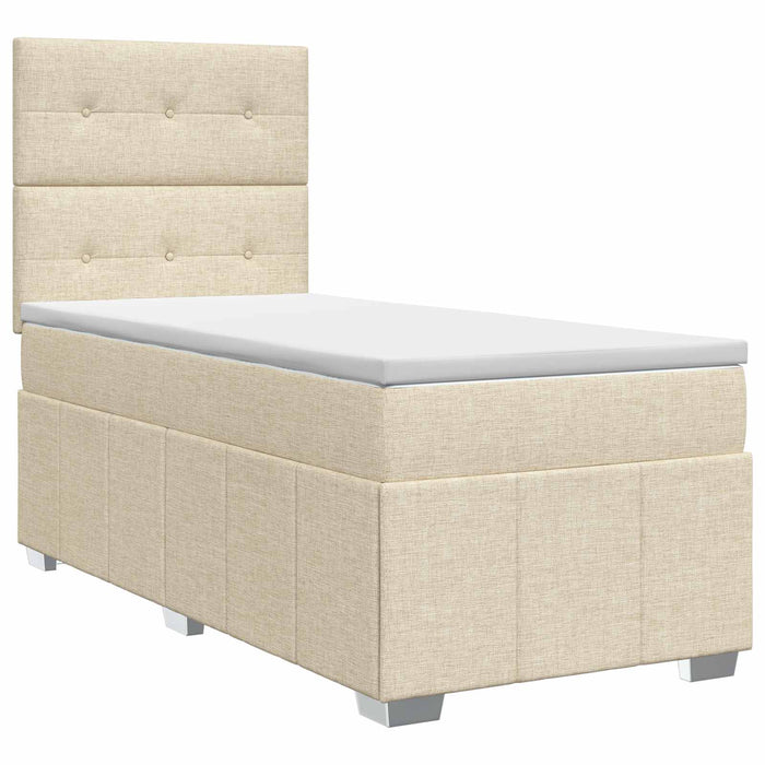 Pat boxspring cu saltea cu headboard Crem 100 x 200 cm Țesătură WALTI