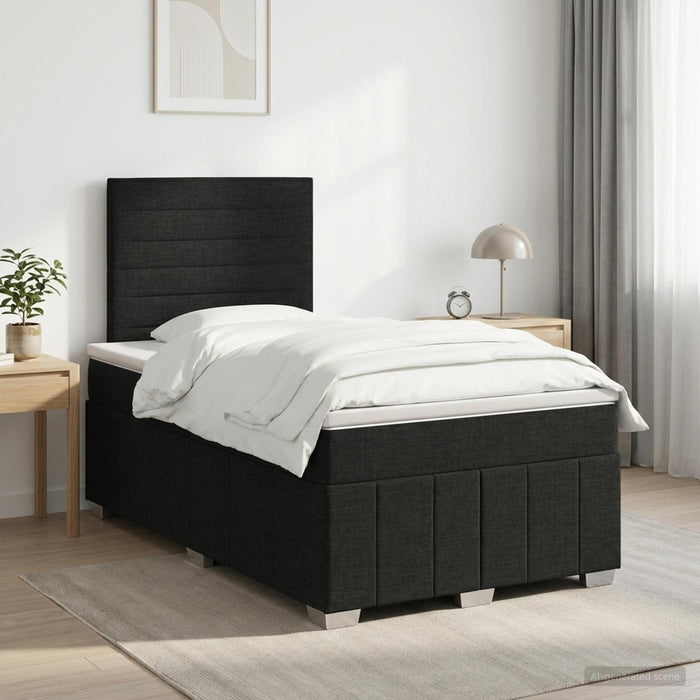 Pat boxspring cu saltea Negru 120 x 200 cm Țesătură WALTI