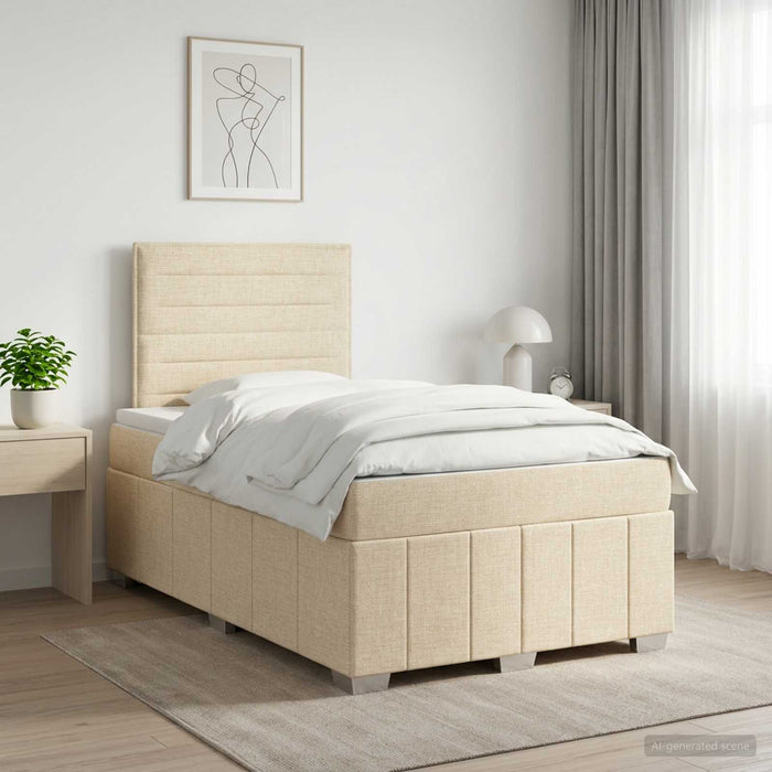 Pat boxspring cu saltea cu headboard Crem 120 x 200 cm Țesătură - WALTI WALTI