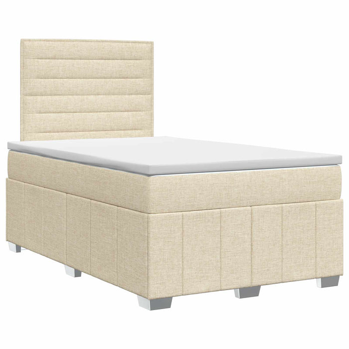 Pat boxspring cu saltea cu headboard Crem 120 x 190 cm Țesătură - WALTI WALTI
