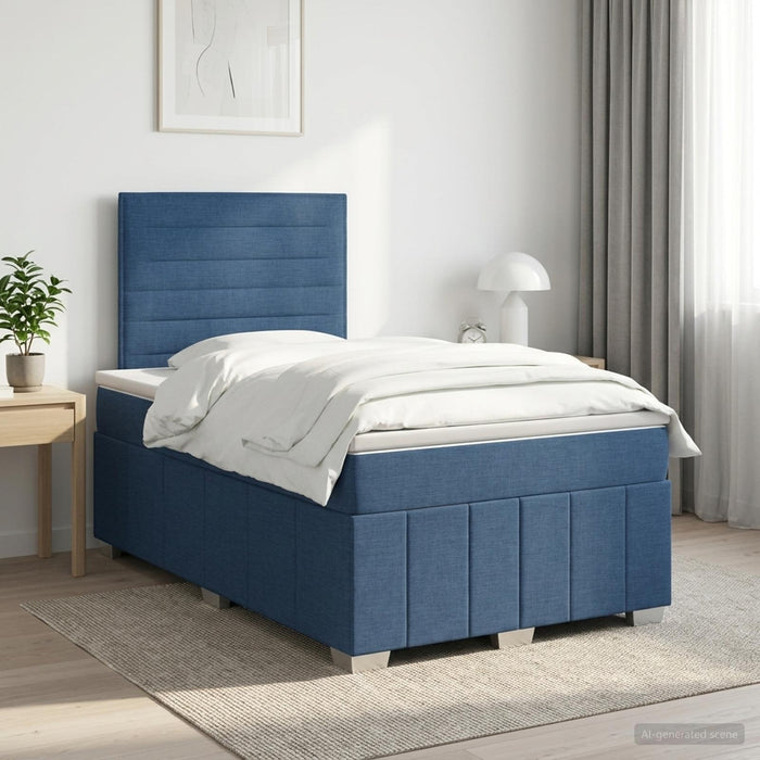 Pat boxspring cu saltea albastru 120 x 200 cm Țesătură - WALTI WALTI