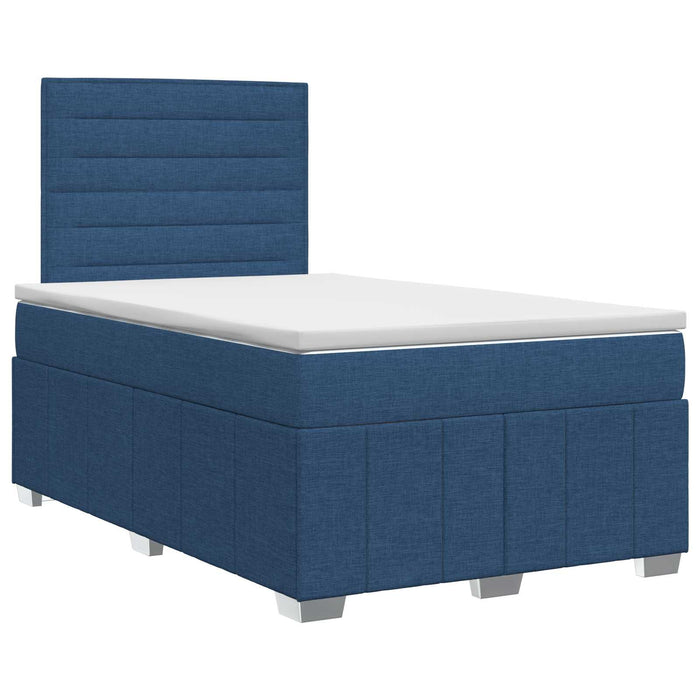 Pat boxspring cu saltea albastru 120 x 190 cm Țesătură WALTI