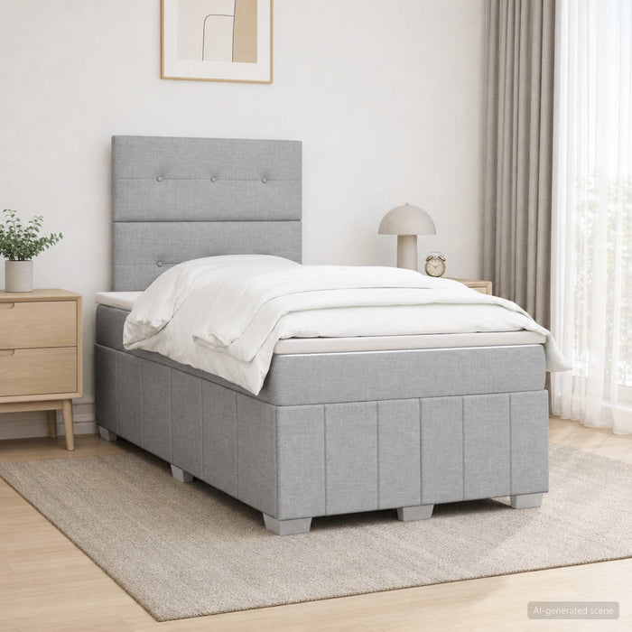Pat boxspring cu saltea Gri deschis 120 x 190 cm Țesătură - WALTI WALTI
