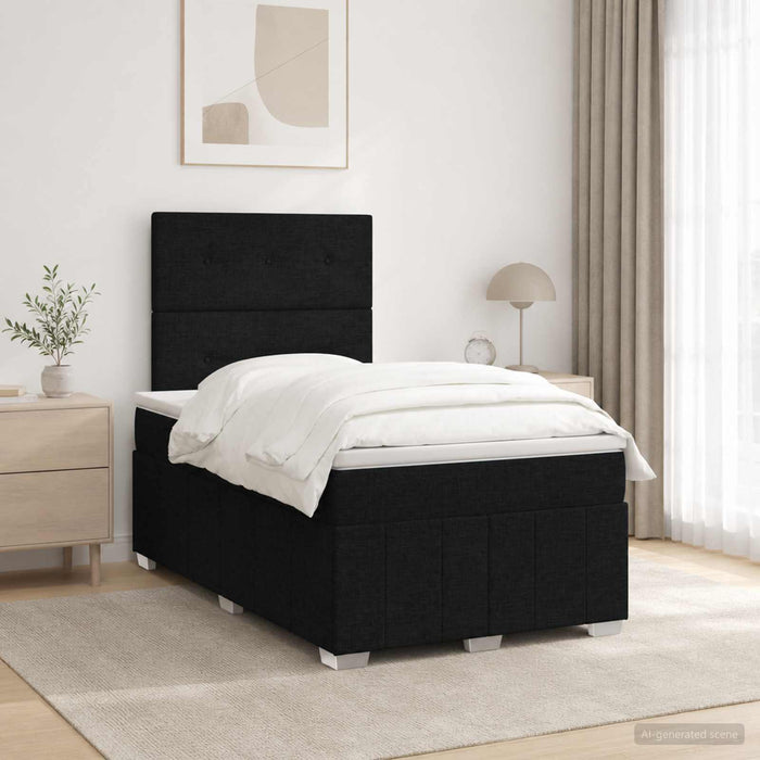 Pat boxspring cu saltea Negru 120 x 190 cm Țesătură - WALTI WALTI