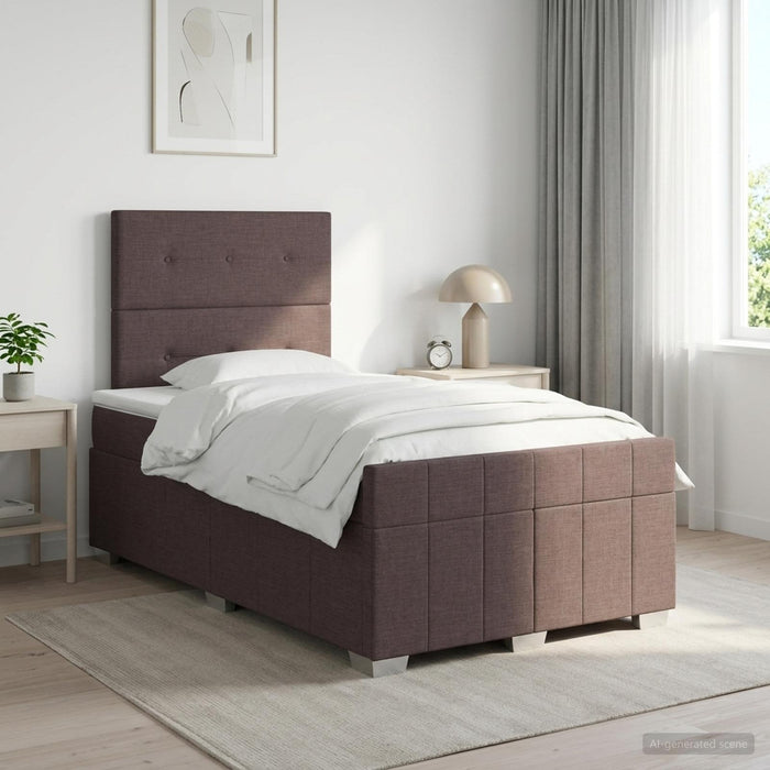 Pat boxspring cu saltea Maro închis 120 x 190 cm Țesătură - WALTI WALTI