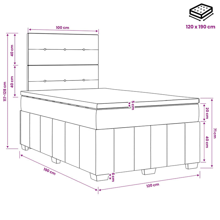 Pat boxspring cu saltea Maro închis 120 x 190 cm Țesătură - WALTI WALTI