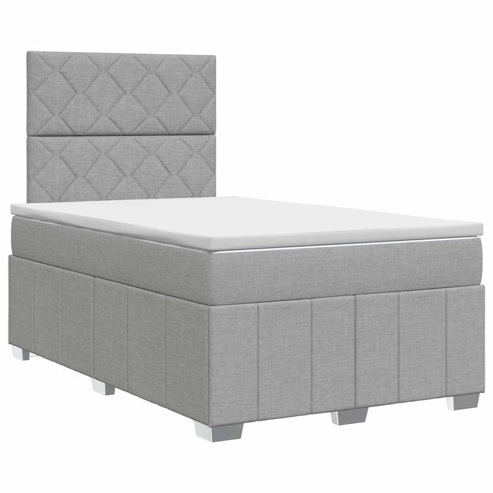 Pat boxspring cu saltea Gri deschis 120 x 190 cm Țesătură WALTI