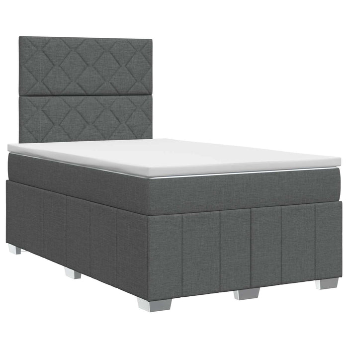 Pat boxspring cu saltea Gri închis 120 x 190 cm Țesătură WALTI