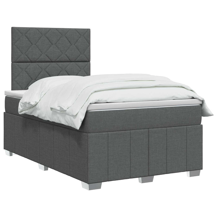 Pat boxspring cu saltea Gri închis 120 x 190 cm Țesătură WALTI