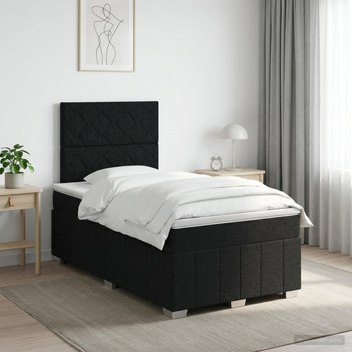Pat boxspring cu saltea Negru 120 x 200 cm Țesătură - WALTI WALTI