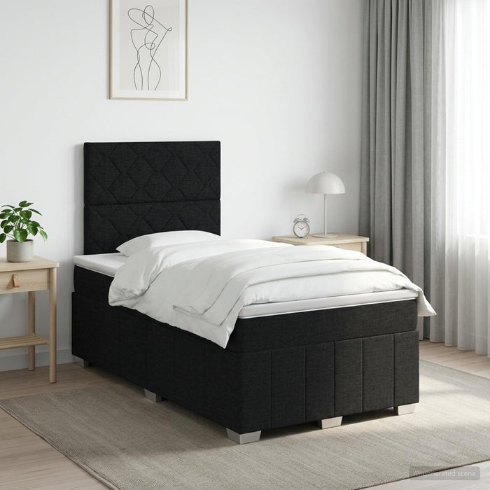 Pat boxspring cu saltea Negru 120 x 200 cm Țesătură - WALTI WALTI