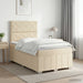 Pat boxspring cu saltea cu headboard Crem 120 x 190 cm Țesătură - WALTI WALTI