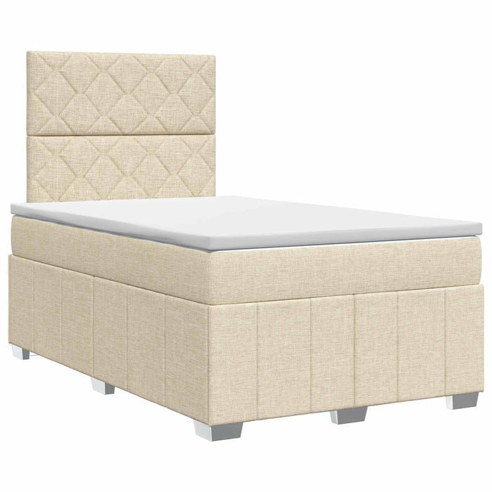 Pat boxspring cu saltea cu headboard Crem 120 x 190 cm Țesătură - WALTI WALTI
