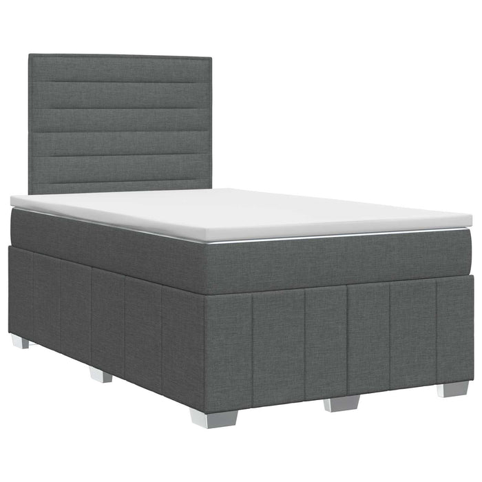 Pat boxspring cu saltea Gri închis 120 x 200 cm Țesătură WALTI