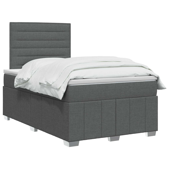 Pat boxspring cu saltea Gri închis 120 x 200 cm Țesătură WALTI