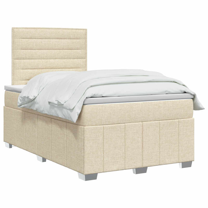 Pat boxspring cu saltea cu headboard Crem 120 x 200 cm Țesătură - WALTI WALTI