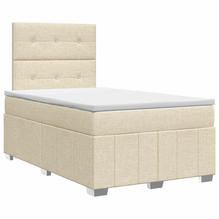 Pat boxspring cu saltea cu headboard Crem 120 x 200 cm Țesătură WALTI