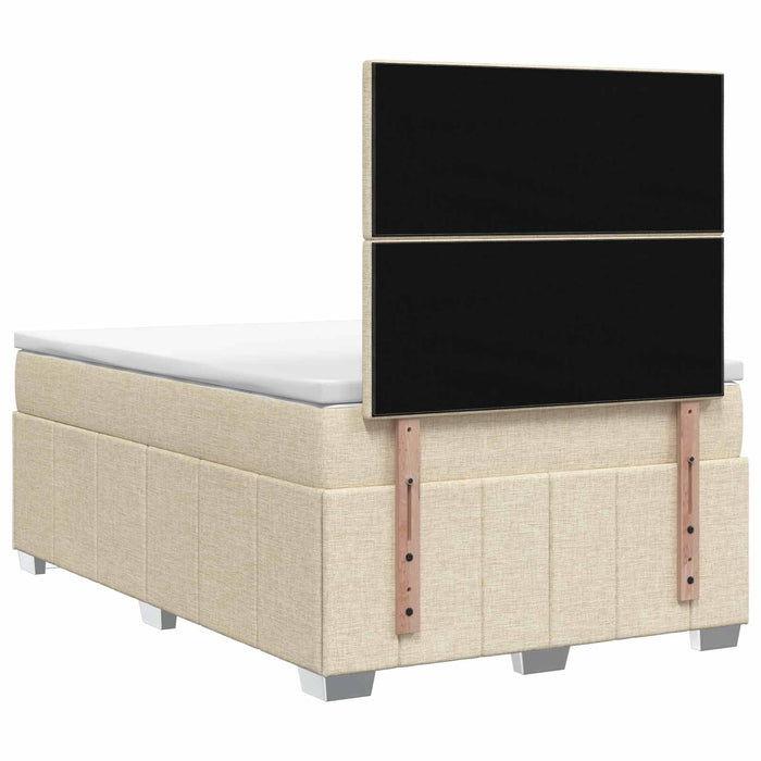 Pat boxspring cu saltea cu headboard Crem 120 x 200 cm Țesătură WALTI